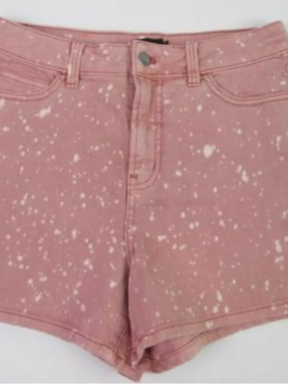 Kate Spade Saturday Paint Splatter Denim Shorts High Rise Size 12 Pink Coral